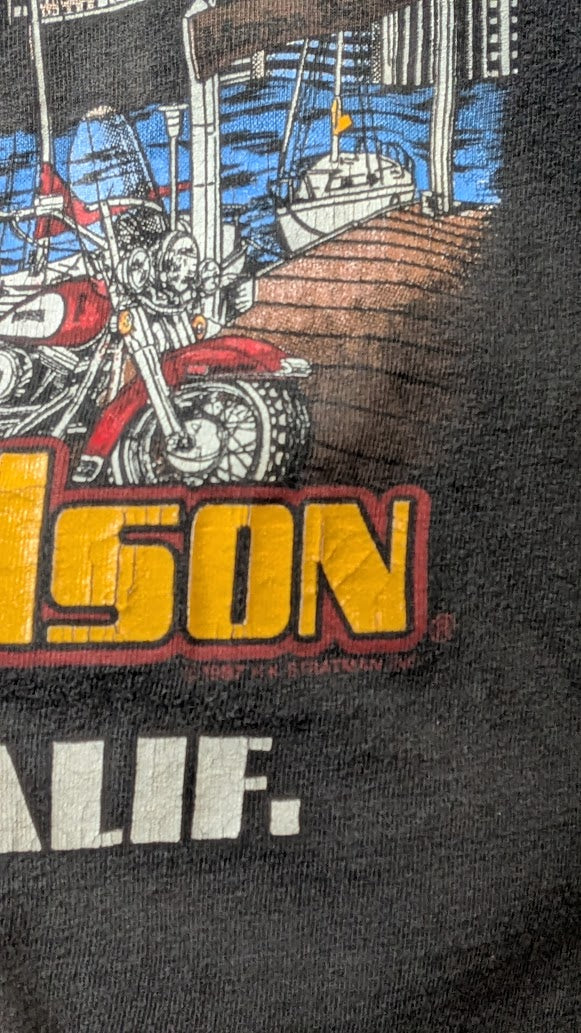 Vintage 1987 Harley-Davidson Bartels Los Angeles T-Shirt Men’s XL Black Double Sided