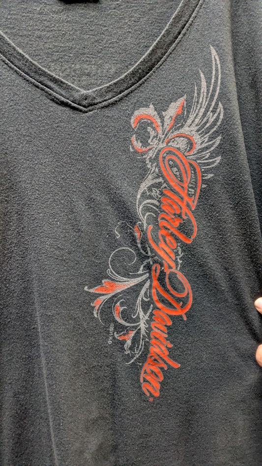 Harley-Davidson Women’s Black V-Neck T-Shirt Buckeye Harley-Davidson Dayton Ohio