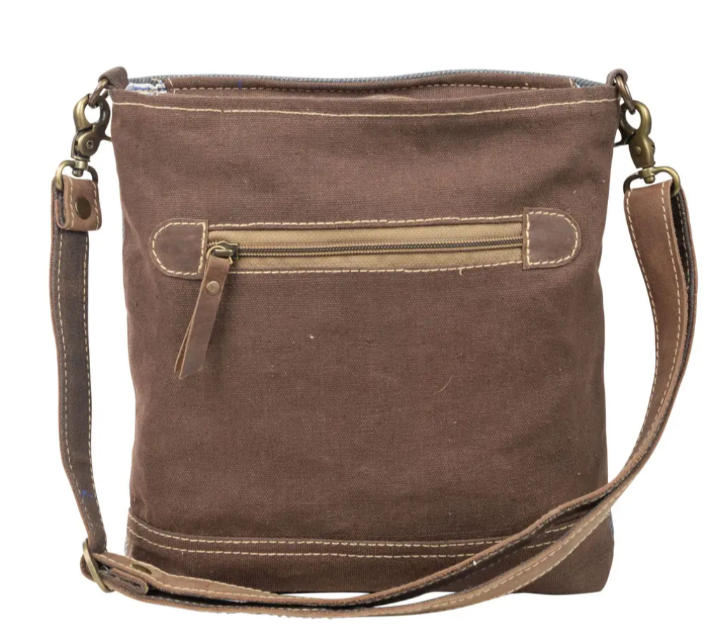 Deer and mixed fabric shoulder crossbody bag