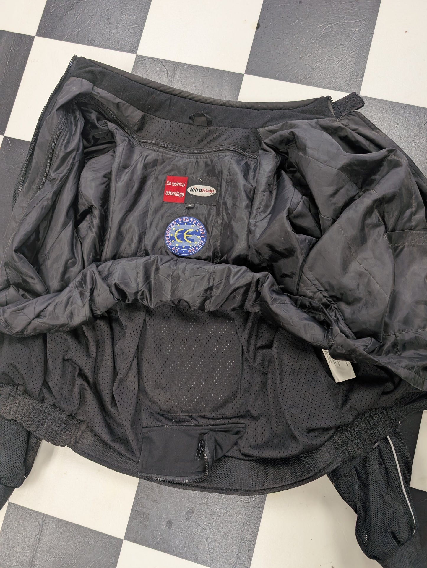 XXL Nitro Mens Medium Black Padded Motorcycle Racing Jacket Without Inner Lining