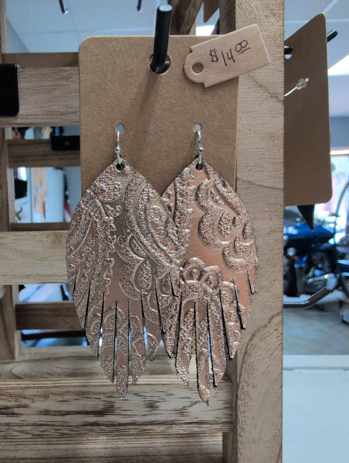 Metallic Patterned Fringe Dangle Earrings - Locally handmade