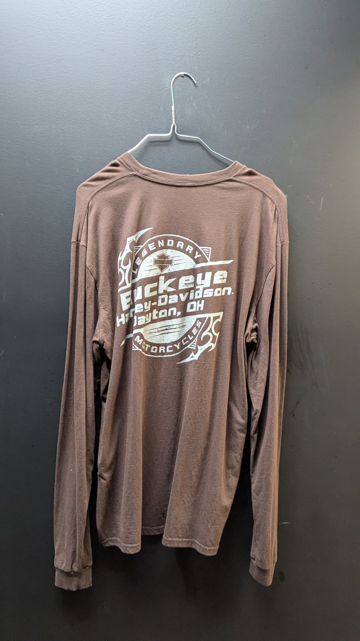 Harley-Davidson Brown Long Sleeve Skull Graphic Shirt – 2XL (Estimated)