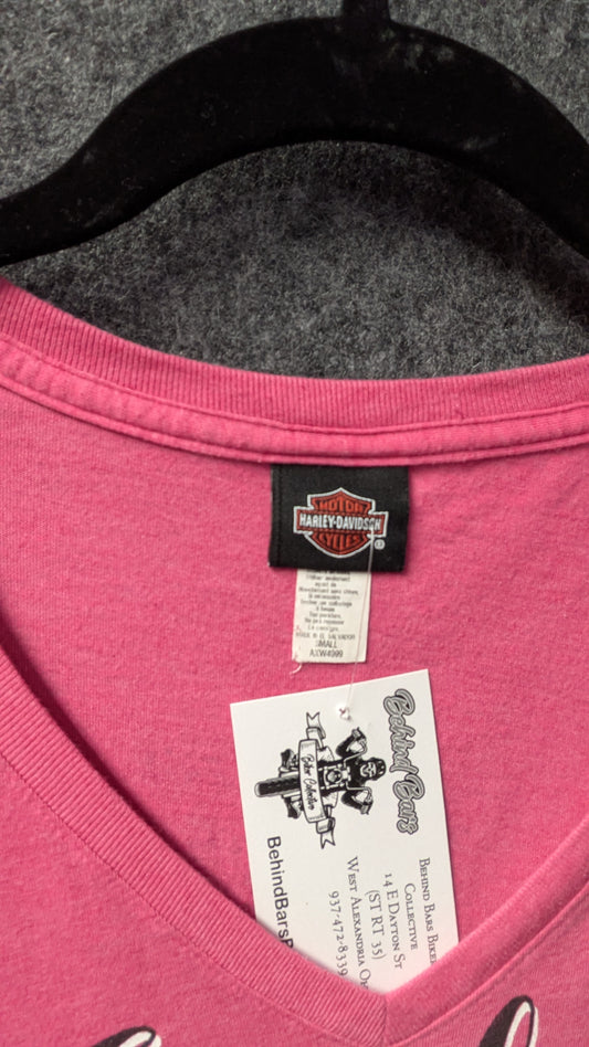 Women’s Harley-Davidson Pink V-Neck Tee – Size small