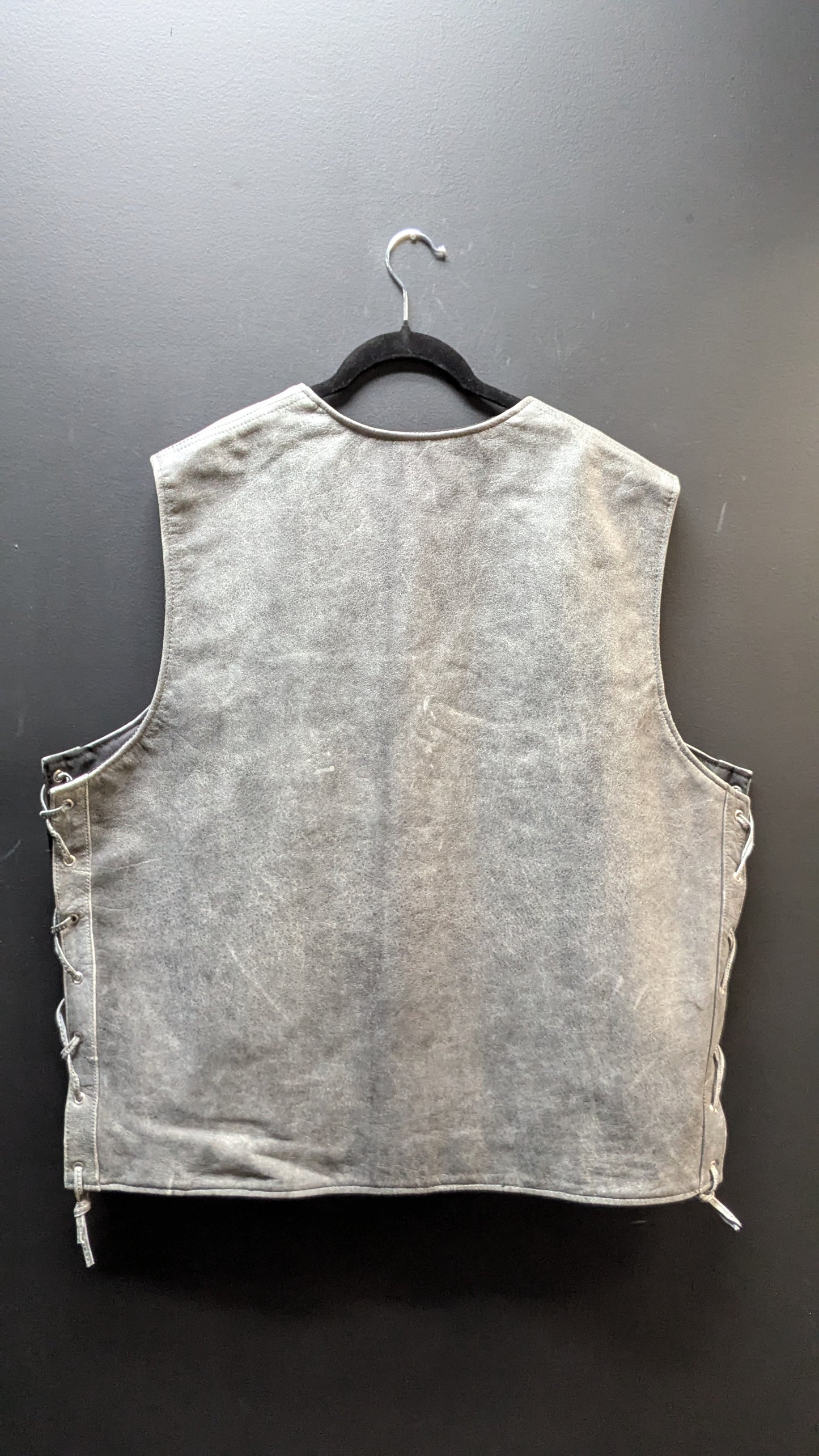 Unik Premium Men's Leather Gray Vest - 4XL
