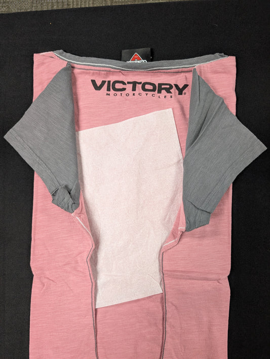 Victory Motorcycle Henley Tshirts pink Women's Large - New old stock