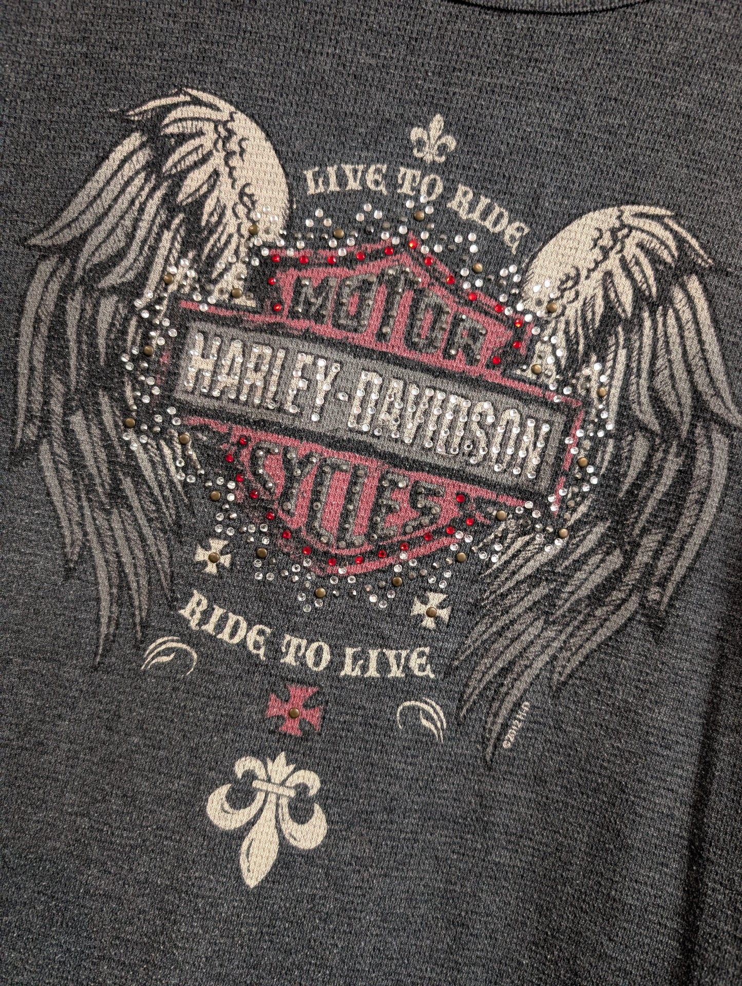 Harley-Davidson ride to live bling women's thermal long sleeve shirt