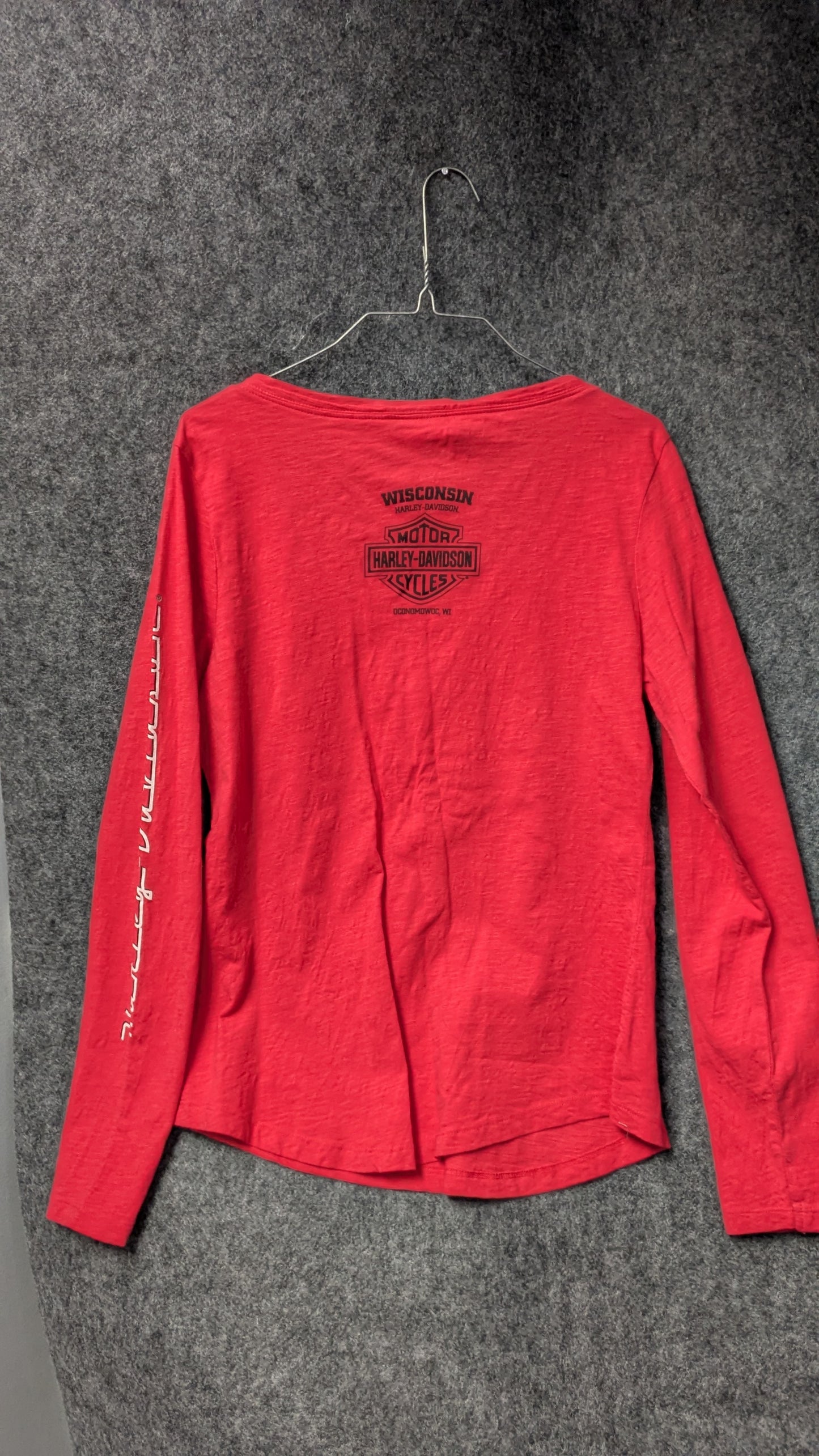 Harley-Davidson Women’s Red Long Sleeve Henley — Size L
