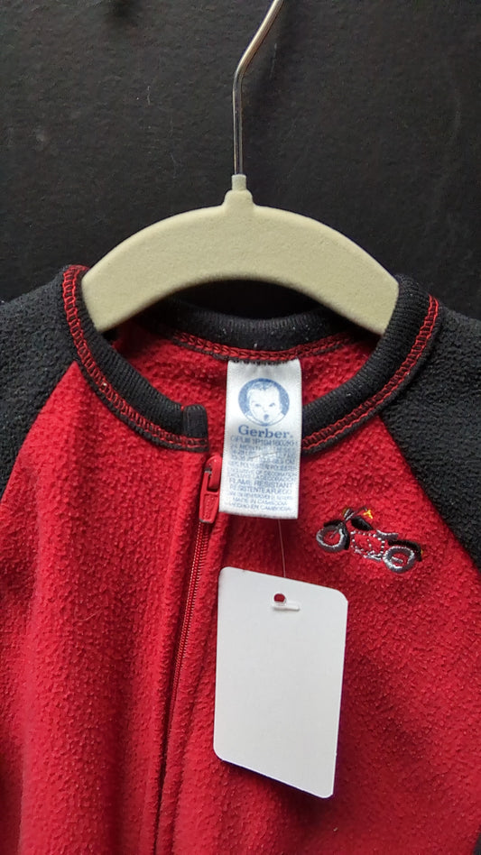 Gerber Baby Fleece Footed Sleeper – Red & Gray Motorcycle (24 Months)