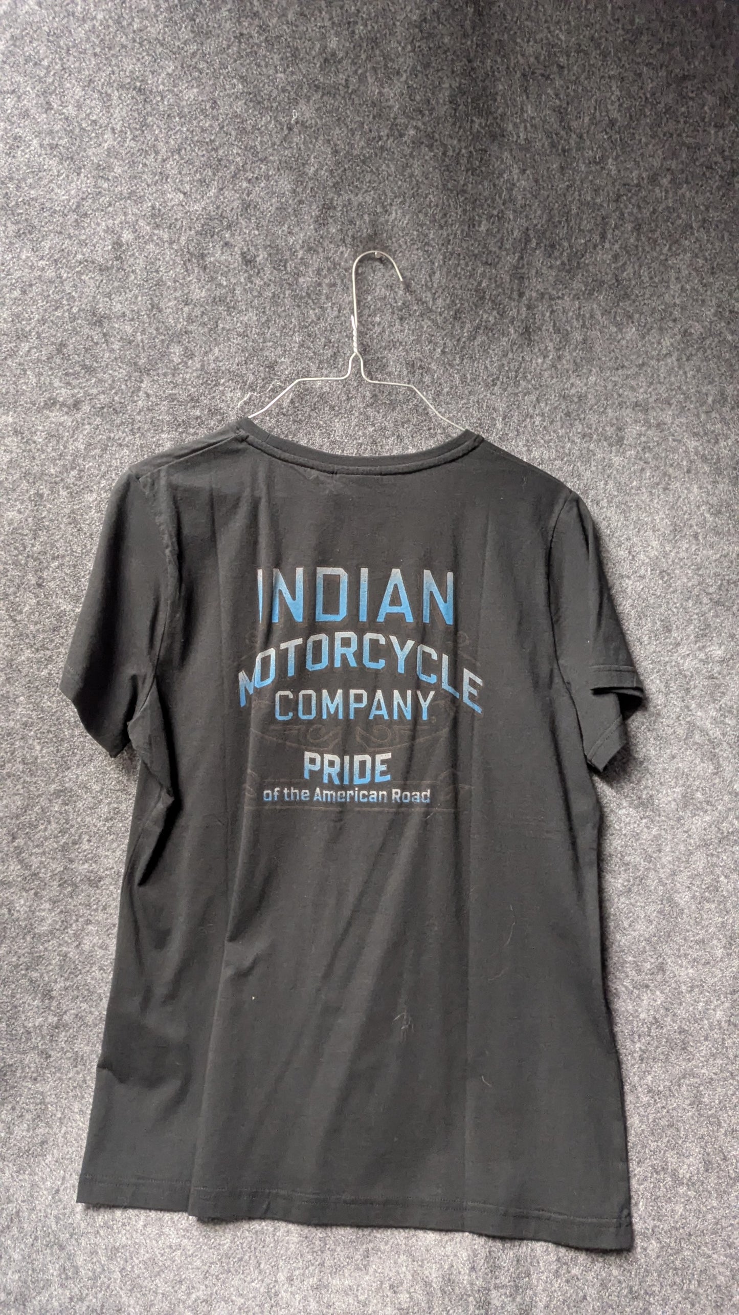 Indian Motorcycle Women’s Classic Fit Tee – Black & Blue Logo – Size L (NWT)