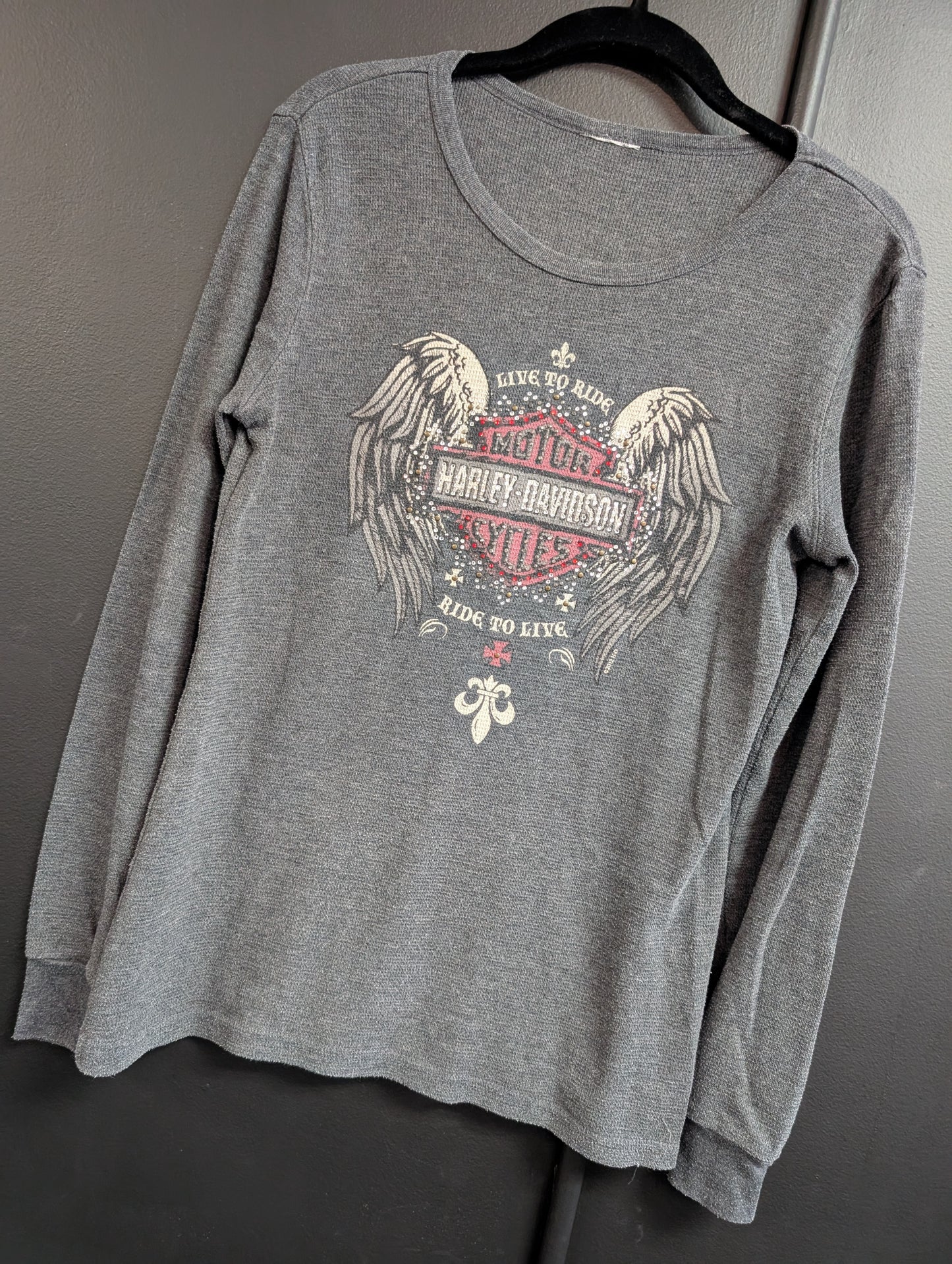 Harley-Davidson ride to live bling women's thermal long sleeve shirt