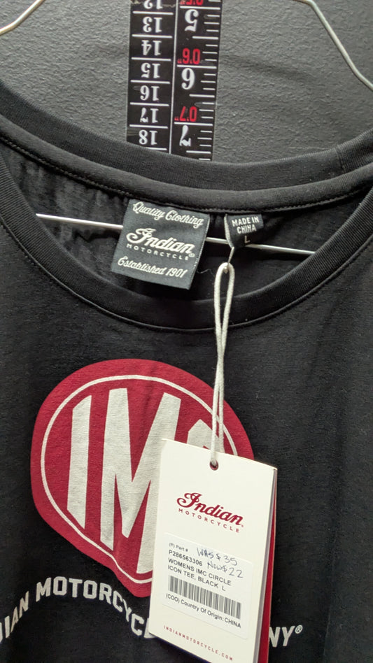 Indian Motorcycle IMC Circle Logo Tee – Black Women’s Large NWT