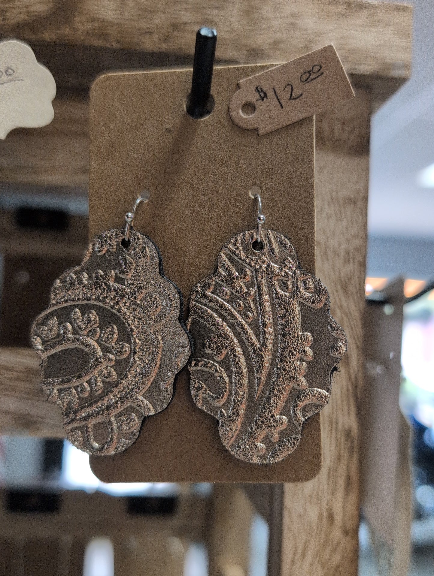 Metallic Patterned Dangle earrings - Locally Made