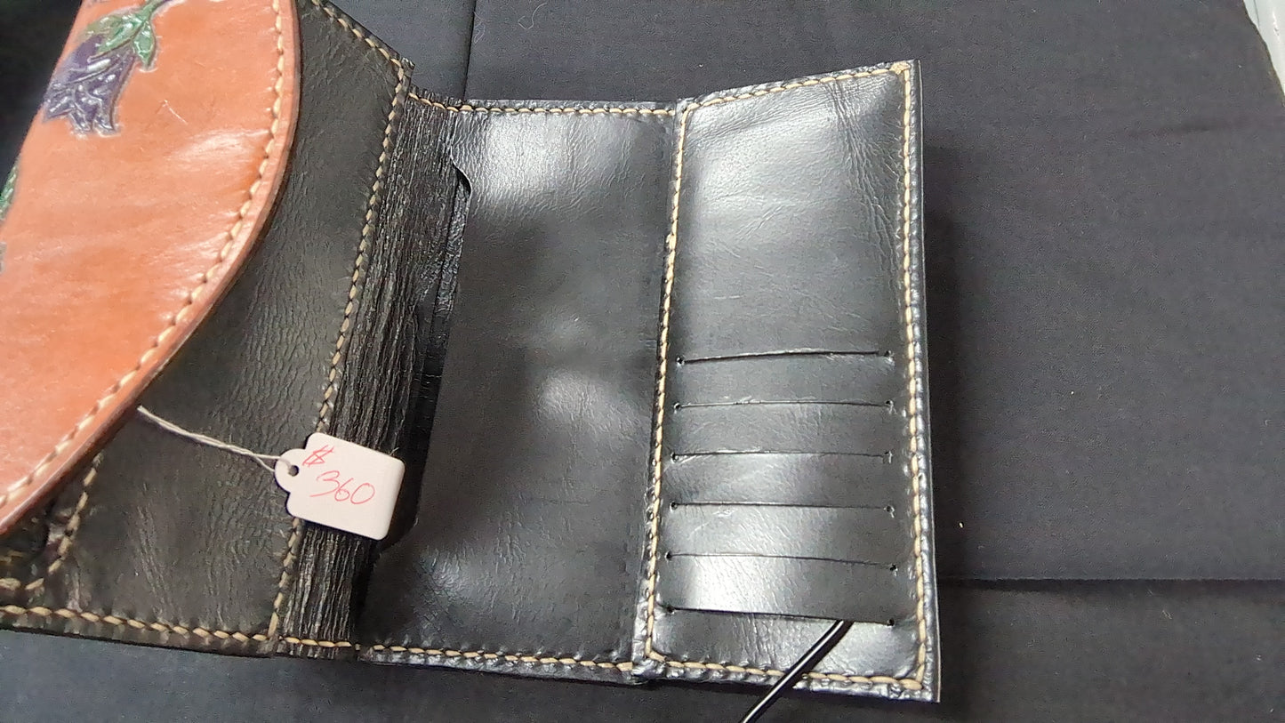 Locally Made Hand-Tooled Floral Leather Wallet
