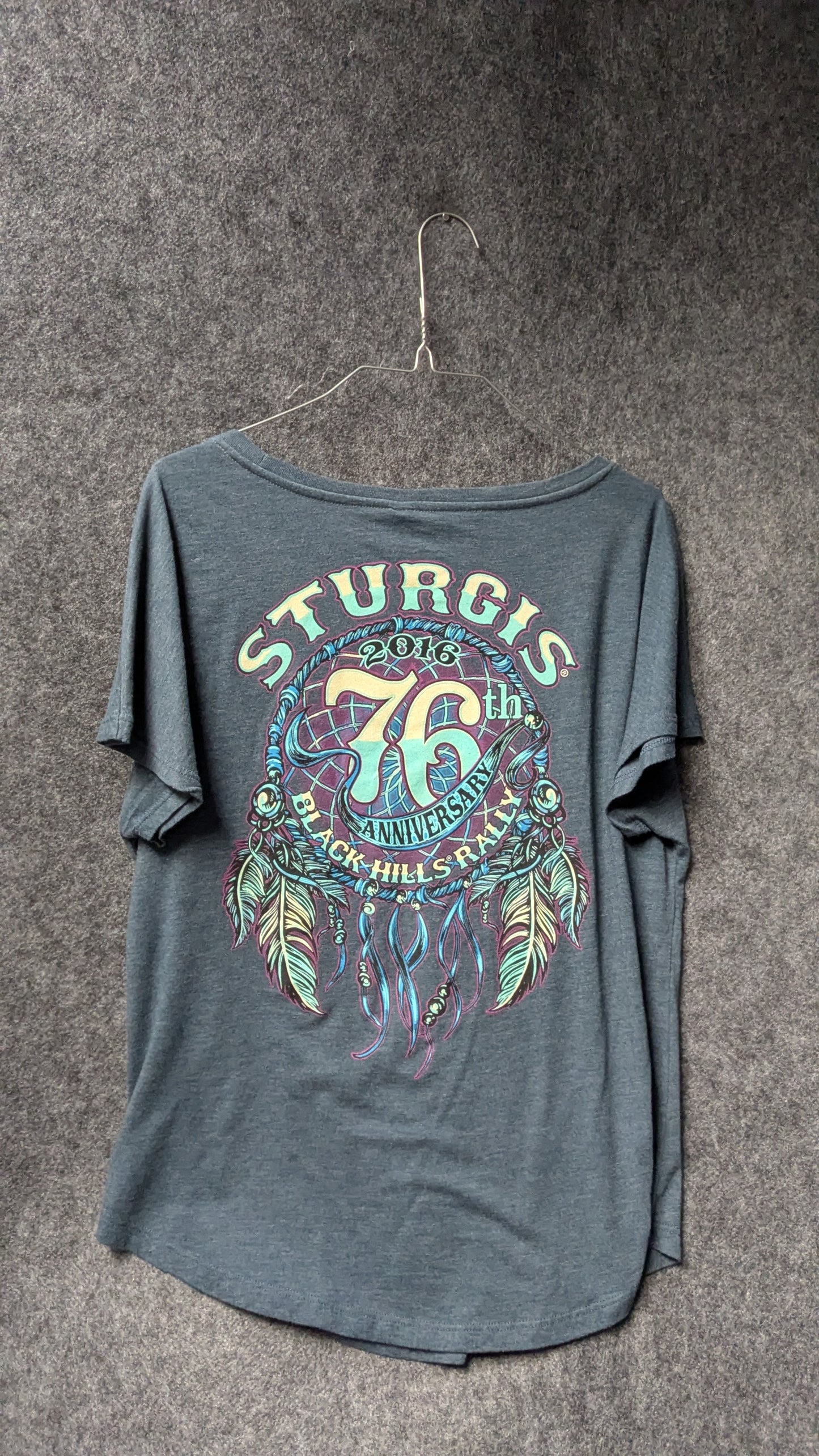 Sturgis Black Hills Rally 2016 Women’s Scoop-Neck Tee – Dreamcatcher Graphic – Size L