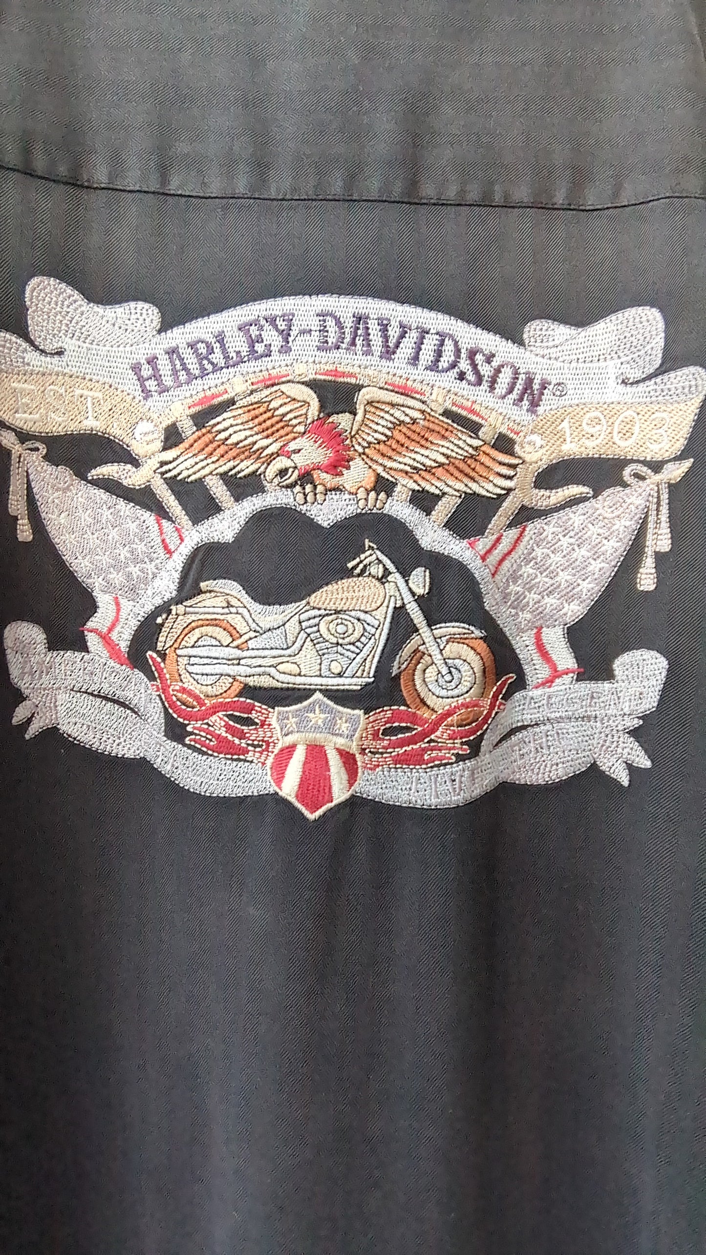 Button up Collar Men's Shirt Harley Davidson 100% Silk Vintage Tommy Bahama