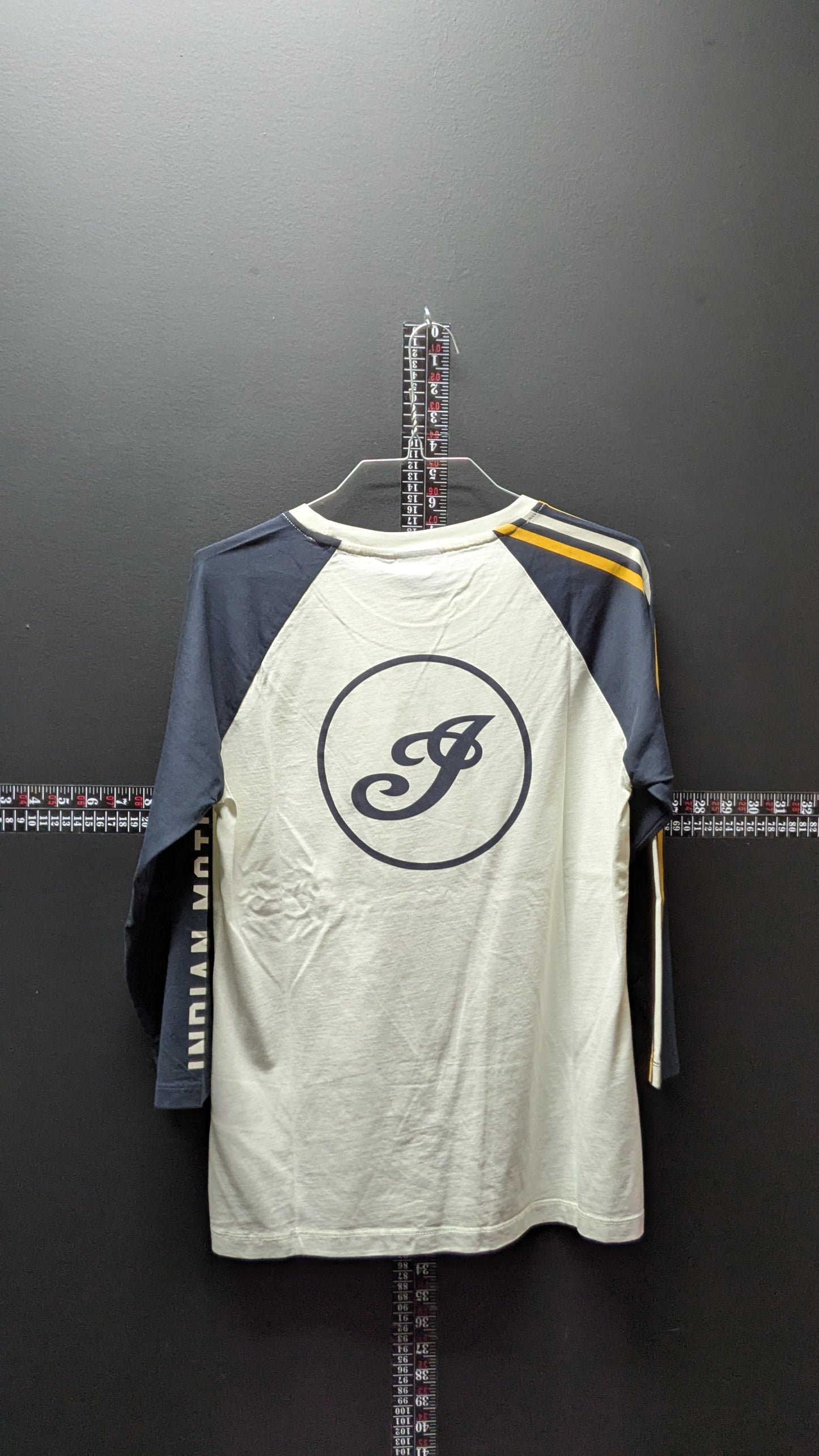 Indian Motorcycle Women’s 3/4 Sleeve Raglan Tee – White/Navy Vintage Style Size M NWT
