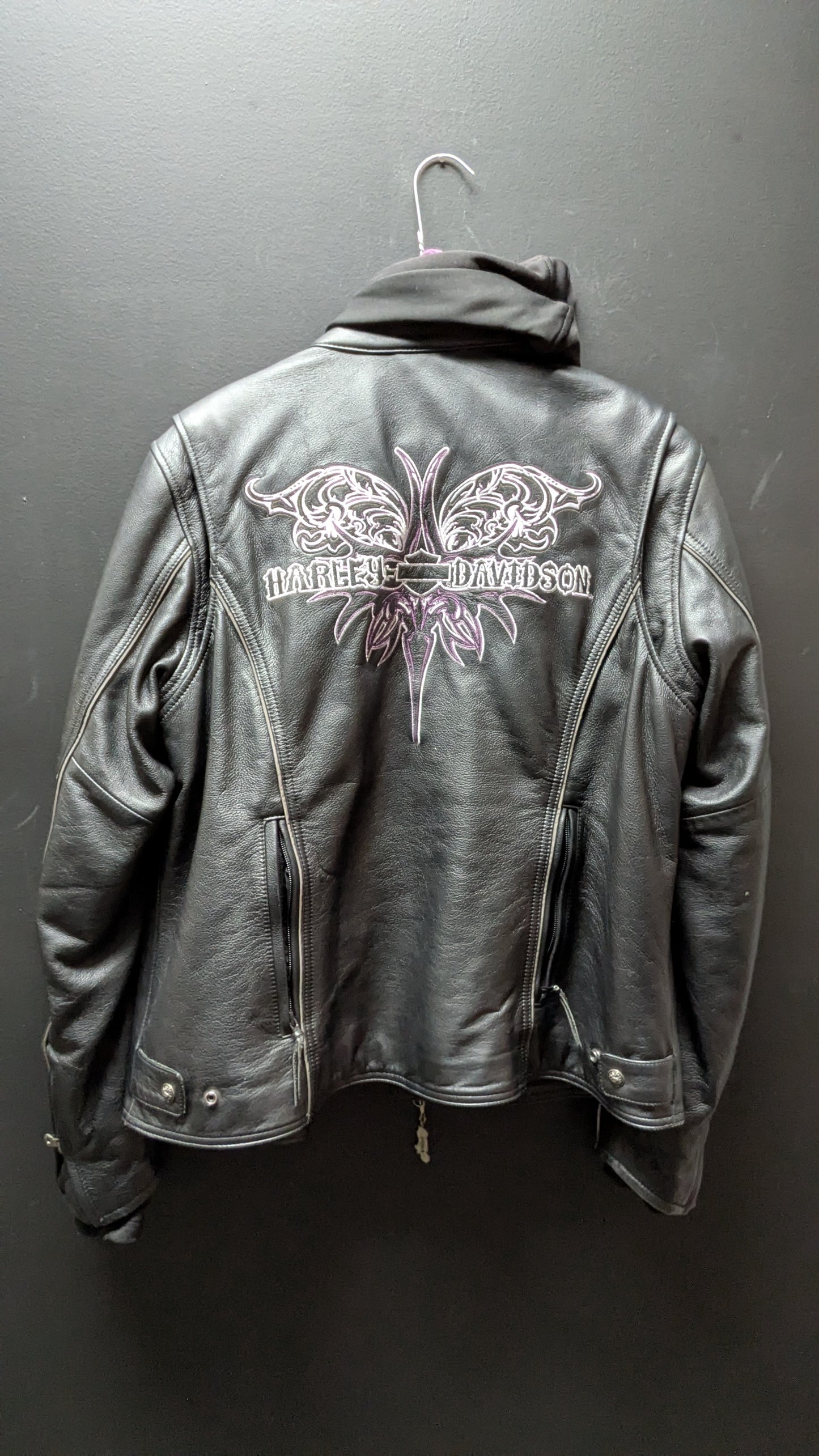 Women’s Harley-Davidson Removable Hoodie Lined Leather Riding Jacket