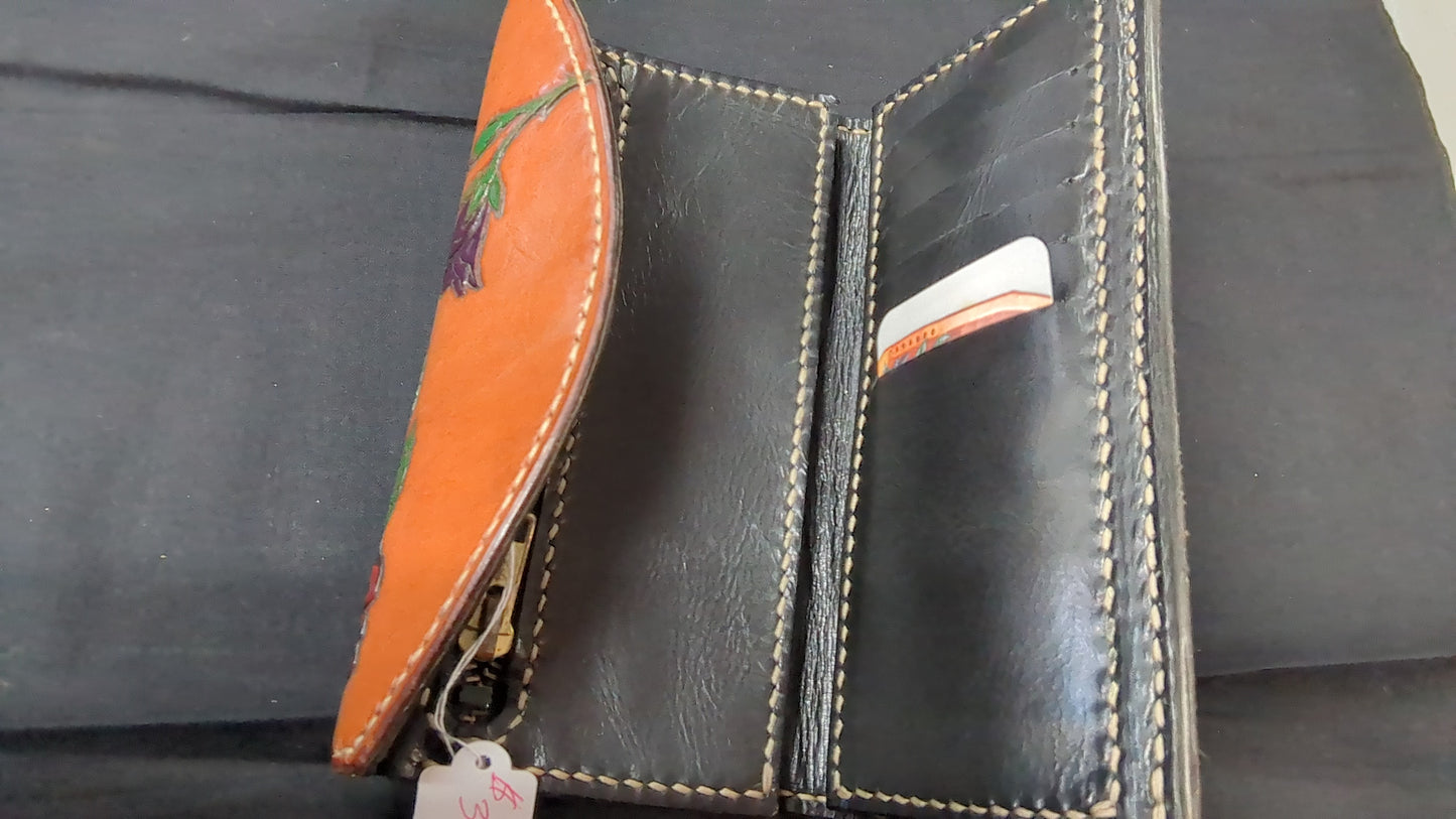 Locally Made Hand-Tooled Floral Leather Wallet