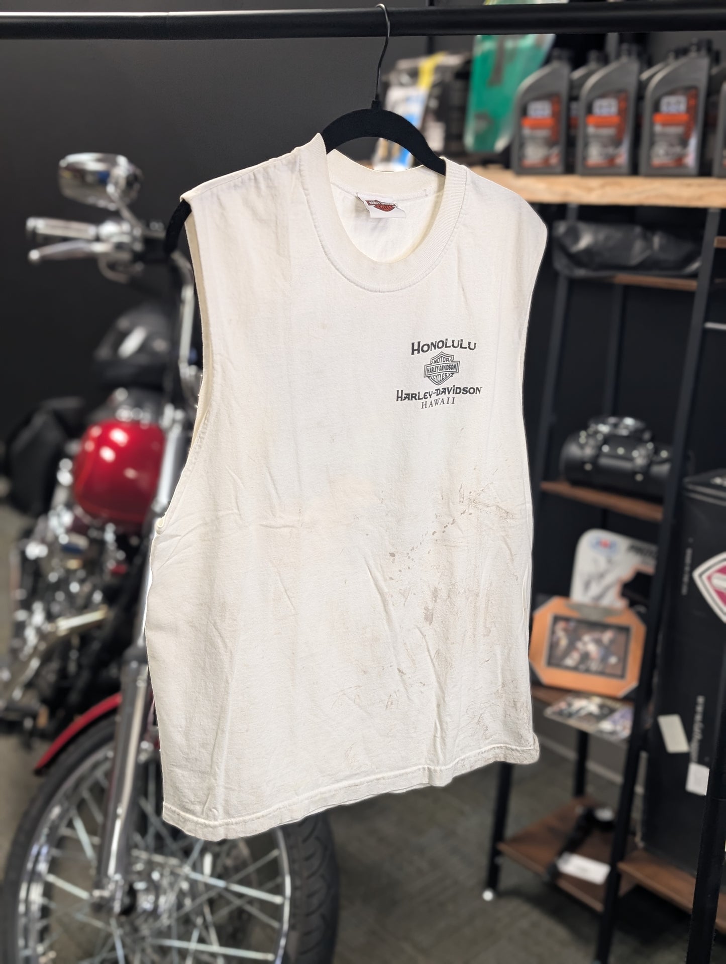 Honolulu Harley Davidson Stratman Sleeveless Men's Large Tshirt