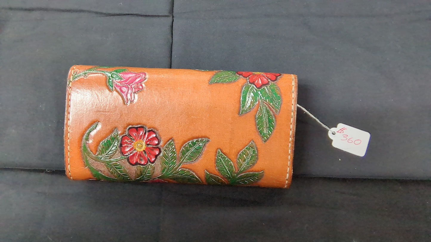 Locally Made Hand-Tooled Floral Leather Wallet