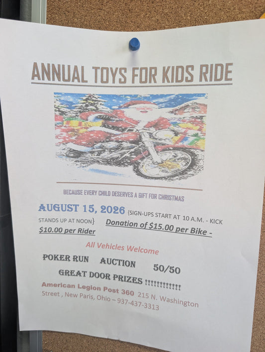 Annual Toys for Kids Ride – August 15, 2026