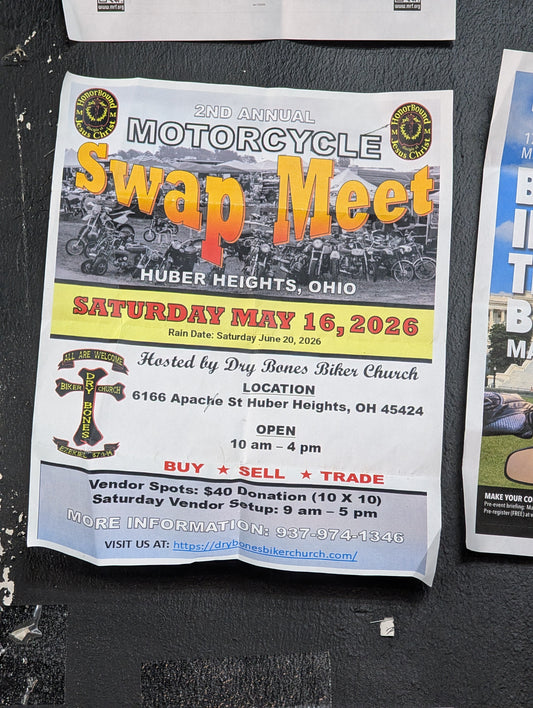 May 16, 2026 | 2nd Annual Motorcycle Swap Meet in Huber Heights, Ohio