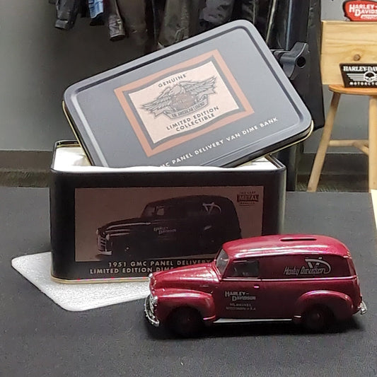 Harley Davidson Limited Edition Collectable 1951 GMC Panel Delivery Van dime bank in red