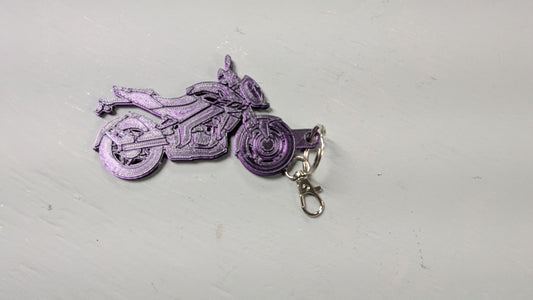 Purple motorcycle keychain