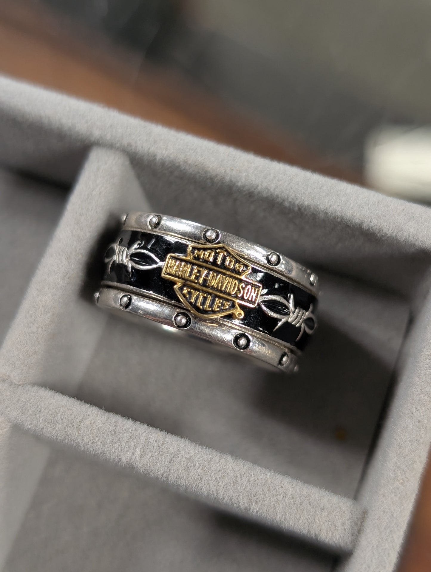 Harley Davidson 925 Silver Franklin Mint Spinner ring