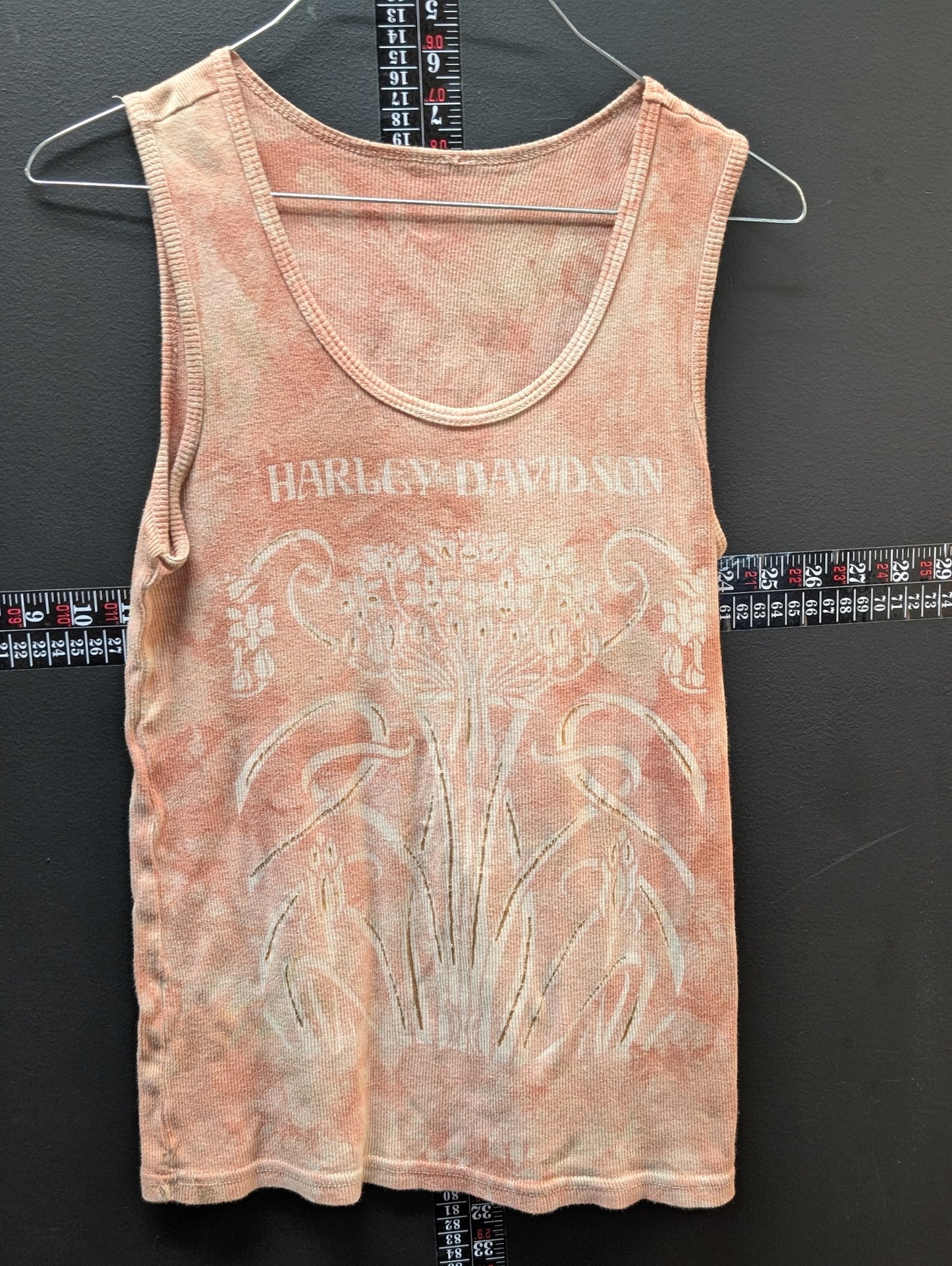 Harley-Davidson Women’s Tie Dye Tank Top Peach Orange Ribbed Sleeveless Shirt