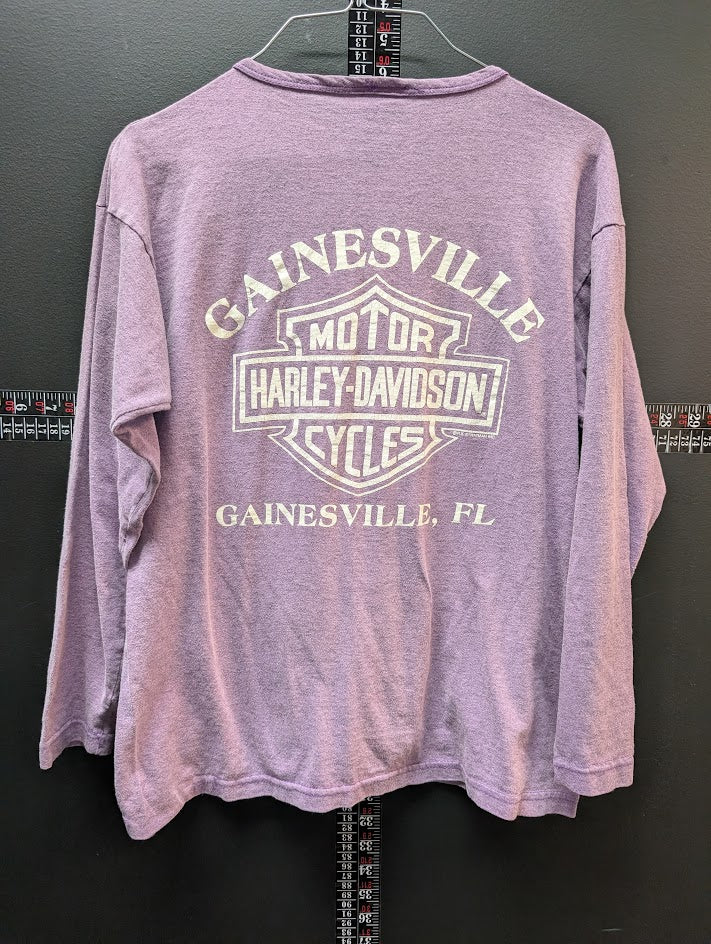 Harley-Davidson Gainesville FL 1996 Long Sleeve Shirt Purple Graphic Women’s Large