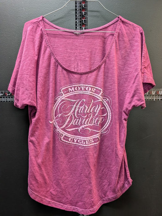 Harley-Davidson Savannah GA 2017 T-Shirt Pink Studded Logo Graphic Women’s Large