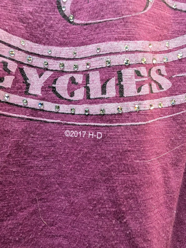 Harley-Davidson Savannah GA 2017 T-Shirt Pink Studded Logo Graphic Women’s Large