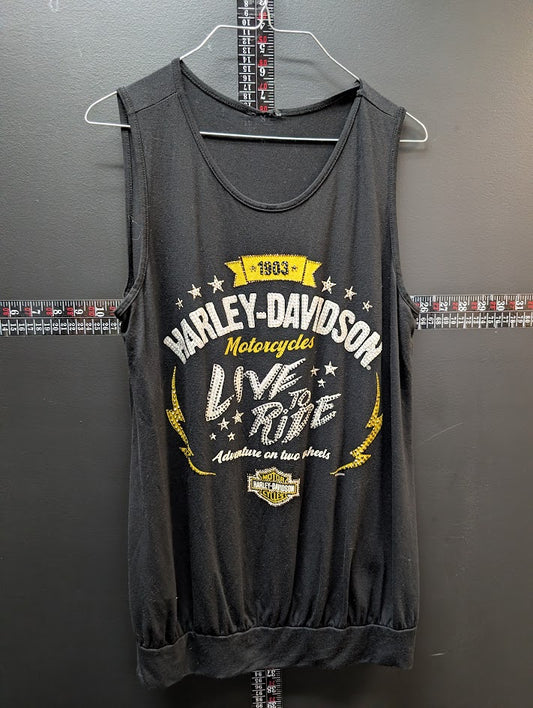 Harley-Davidson Live to Ride Tank Top Black Studded Graphic Women’s Large