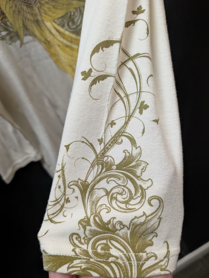 Harley-Davidson Long Sleeve Shirt Cream Gold Wing Graphic Tri-County Fairfield Ohio Women’s