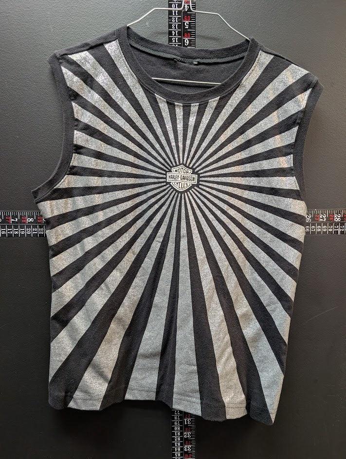 Harley-Davidson Sleeveless Shirt Black Sunburst Graphic Walters Brothers Peoria IL Women’s
