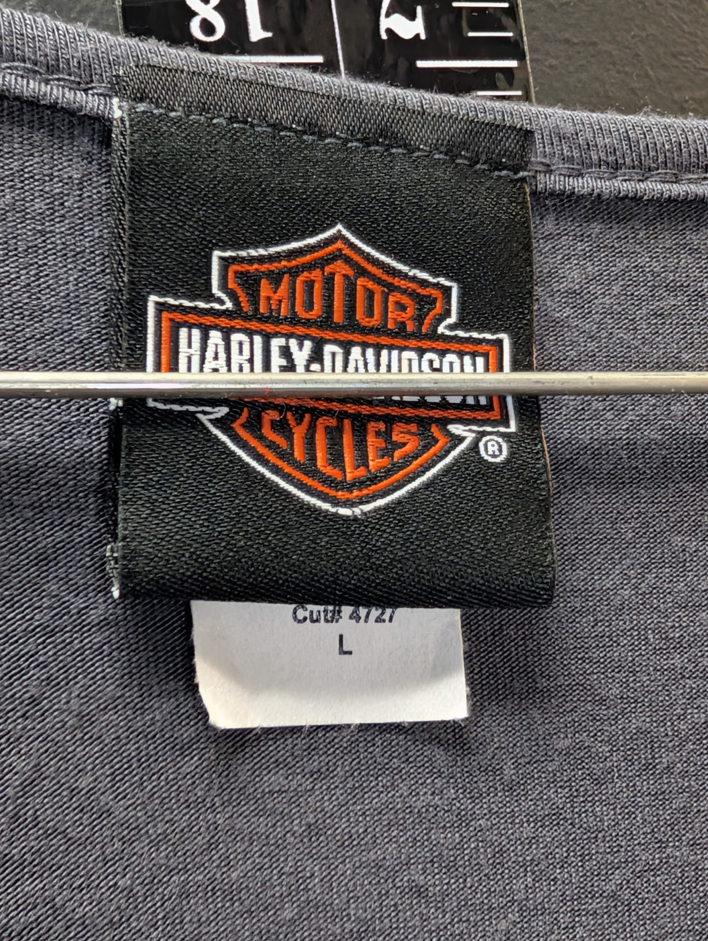 Harley-Davidson Women’s Gray 3/4 Sleeve V-Neck Studded Wing Graphic Top