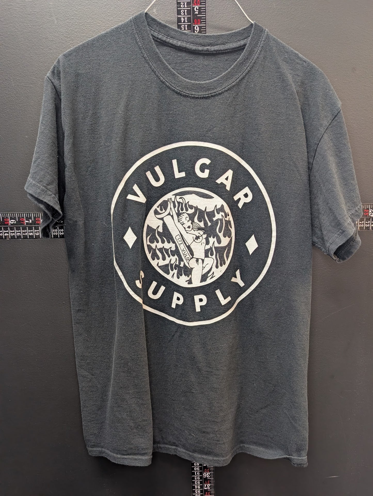 Vulgar Supply Graphic T-Shirt Black Flame Logo Tee