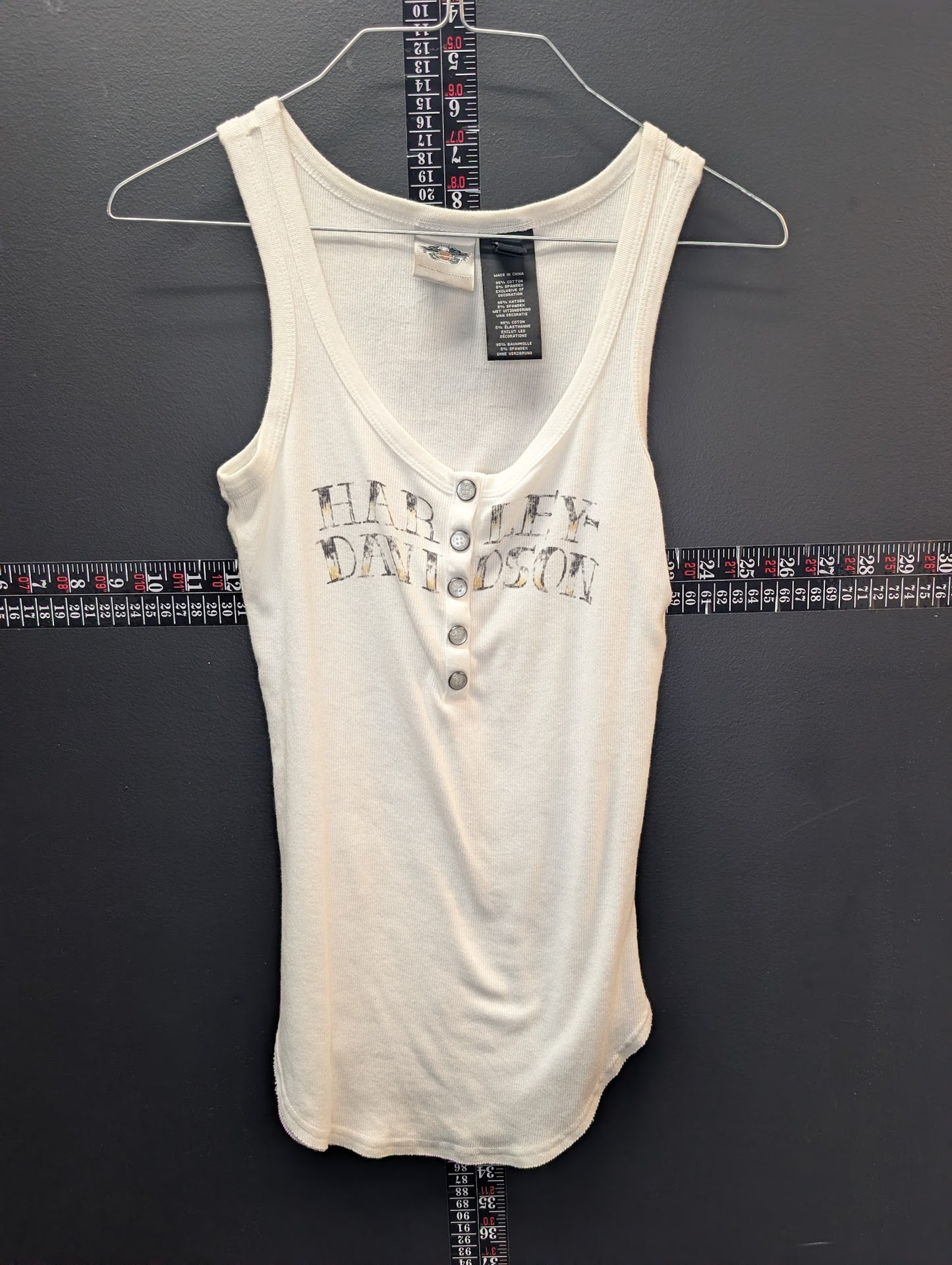 Harley-Davidson Women’s Ribbed Henley Tank Top – Small