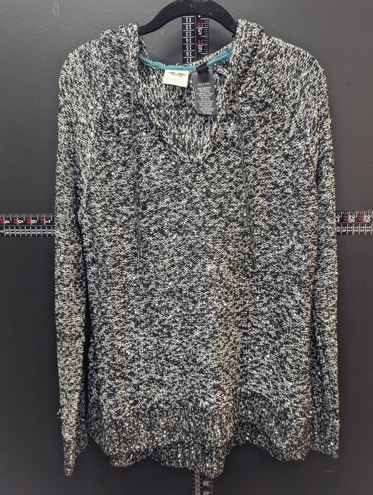 Harley-Davidson Metallic Knit Hoodie – Sequin Slub Pullover Sweater (M)