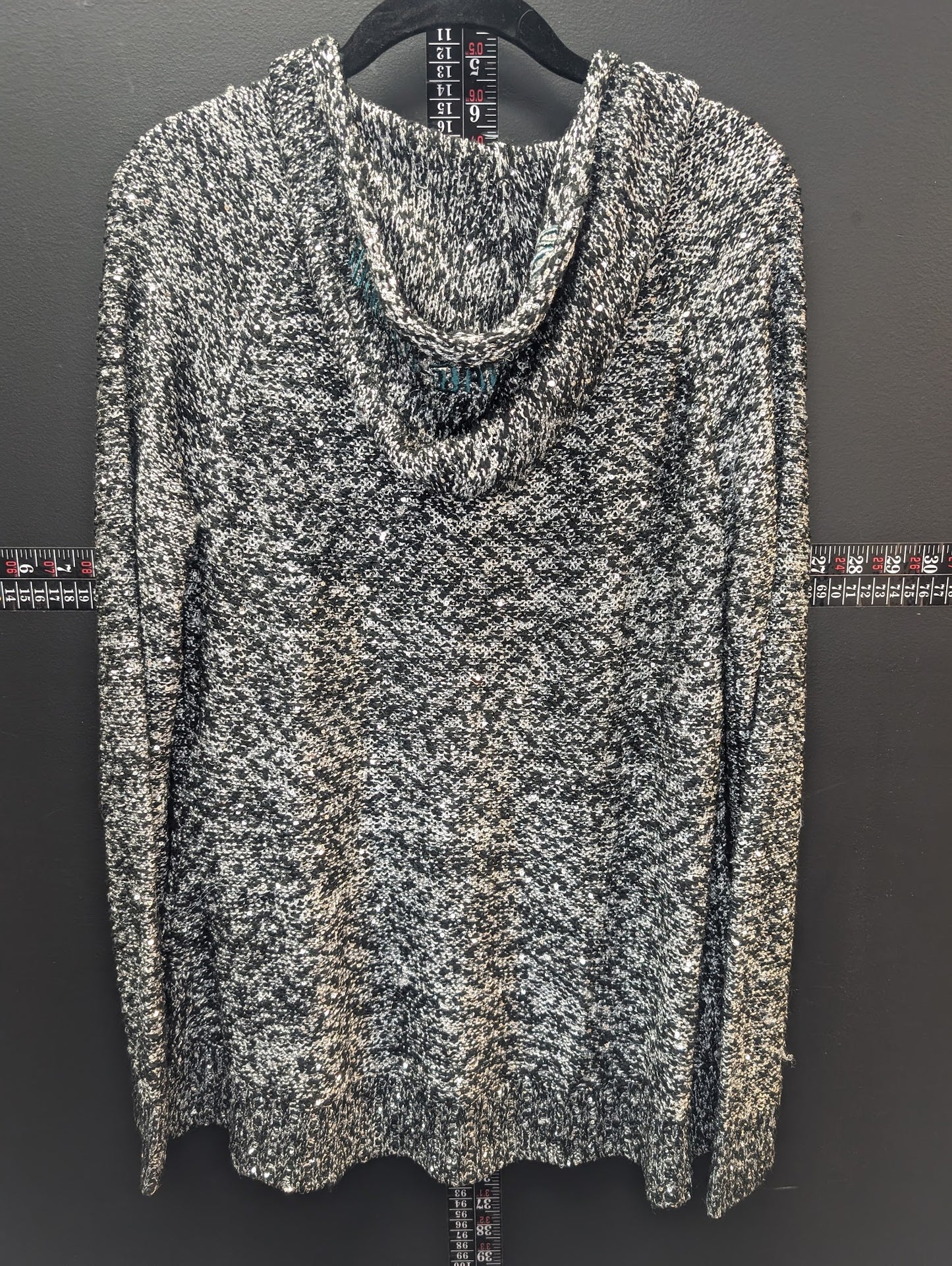 Harley-Davidson Metallic Knit Hoodie – Sequin Slub Pullover Sweater (M)