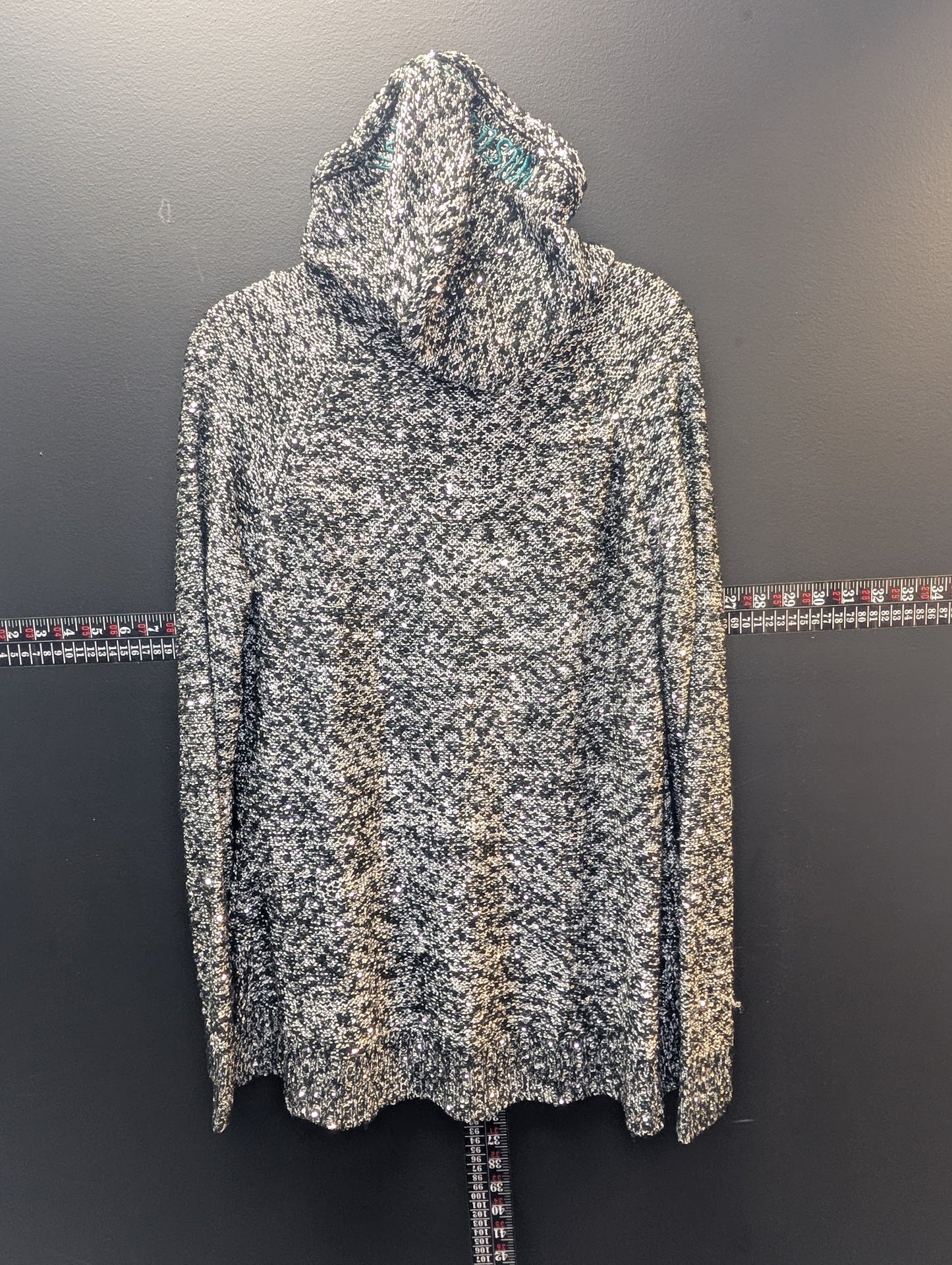 Harley-Davidson Metallic Knit Hoodie – Sequin Slub Pullover Sweater (M)