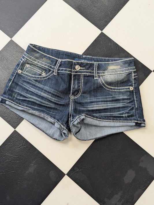 YMI Low Rise Denim Shorts – Dark Wash Stretch Cutoffs (Size 5)