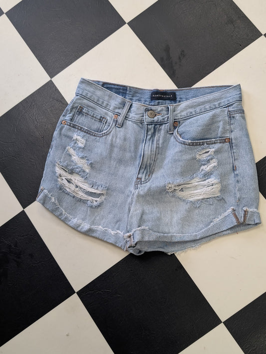 Aeropostale Distressed Denim Shorts – Light Wash Frayed Cutoffs (Size 8)