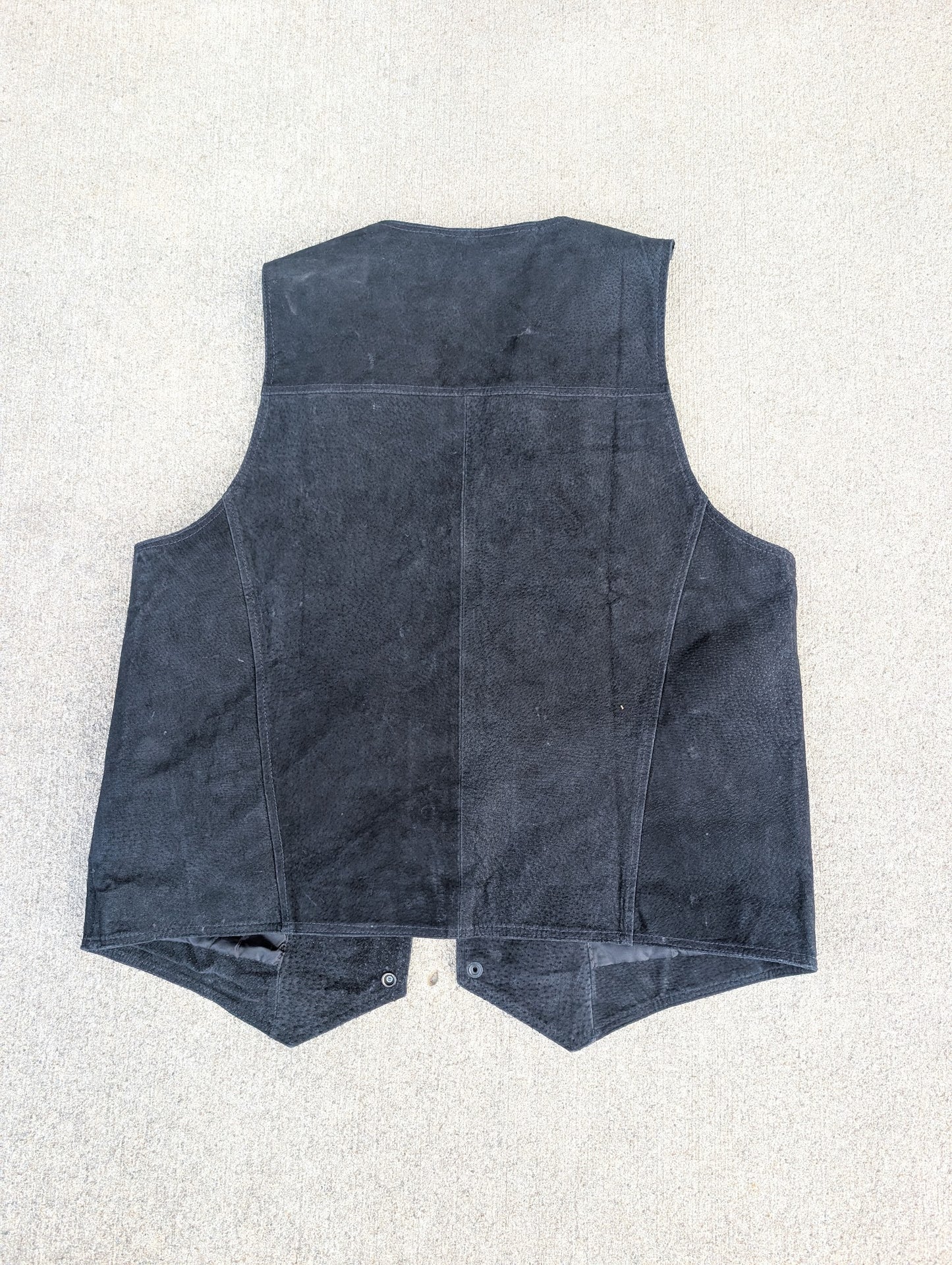 NRA American Gear Black Leather Vest – Size Large, Snap Front, Classic Utility Style