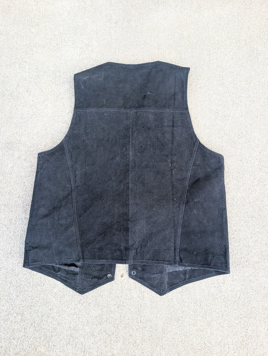 NRA American Gear Black Leather Vest – Size Large, Snap Front, Classic Utility Style