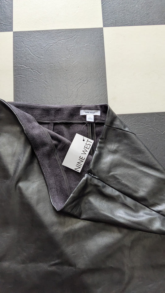 Nine West Black Faux Leather Midi Skirt – Sleek, Minimal, Effortless Edge