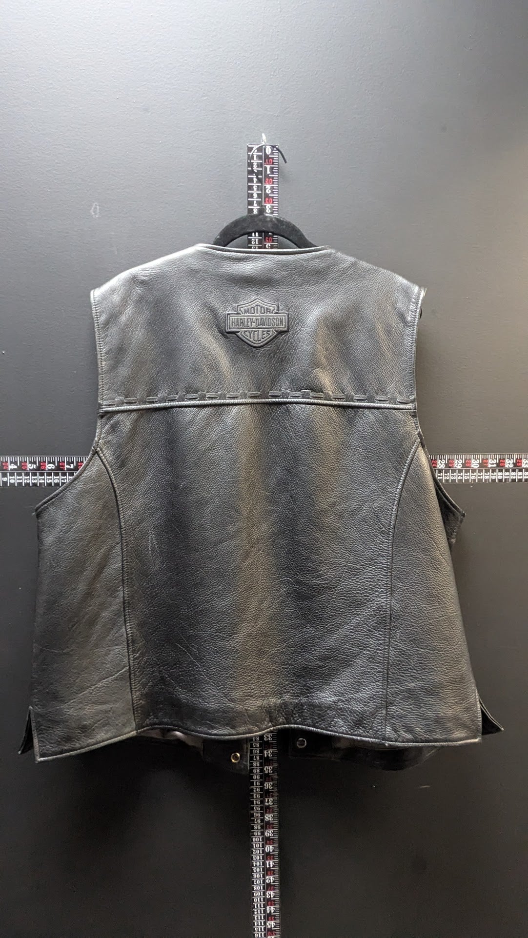 Harley-Davidson 2XL Black Leather Vest – Classic Snap Front