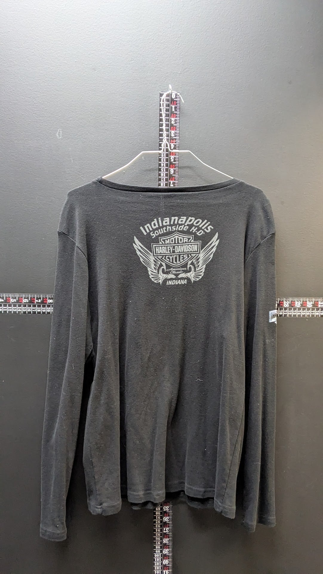 Harley-Davidson Women’s XL Black Long Sleeve Shirt – Blue Skull Indianapolis Graphic