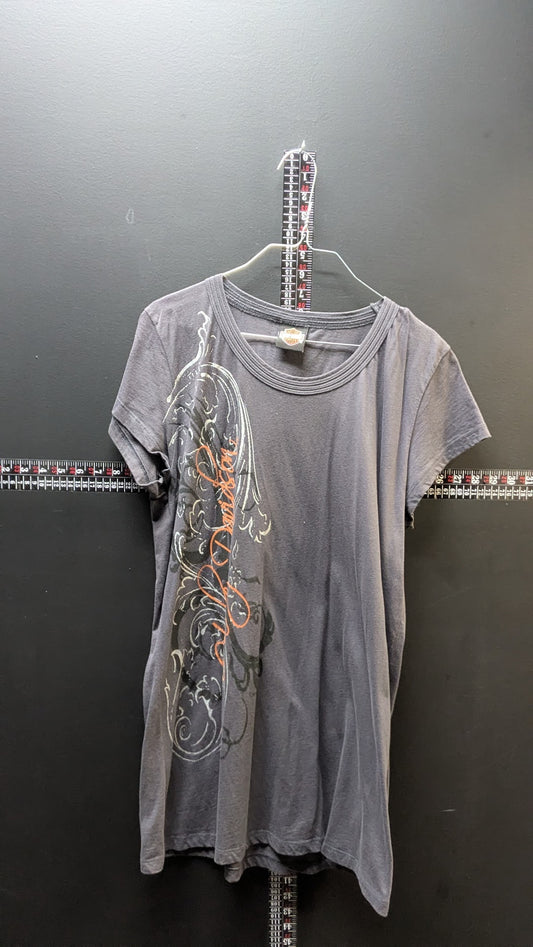 Harley-Davidson Women’s Gray Scoop Neck Tee – Piqua Ohio Dealer Graphic